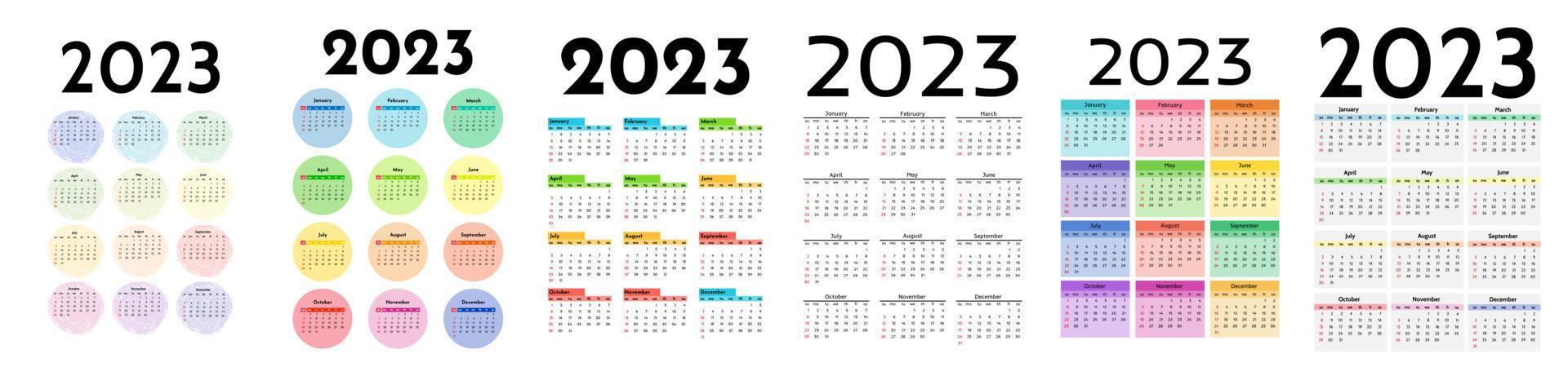 calendario para 2023 aislado en un fondo blanco vector