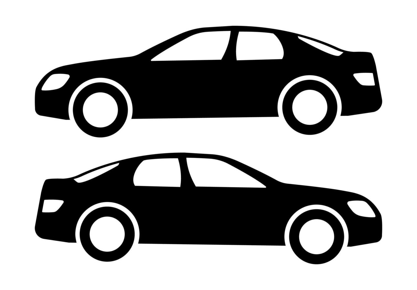 Two black car silhouettes on a white background. Vector illustration.