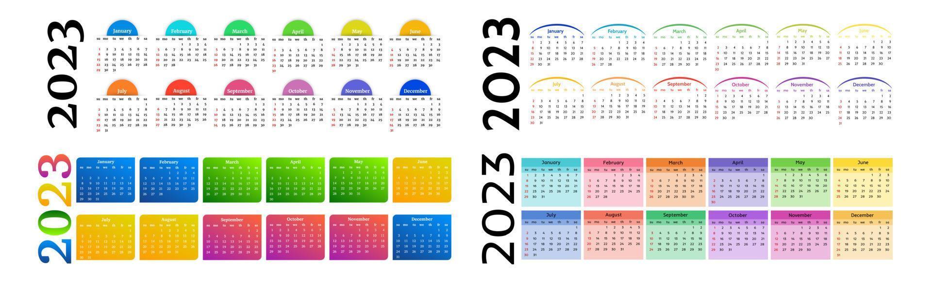 calendario para 2023 aislado en un fondo blanco vector