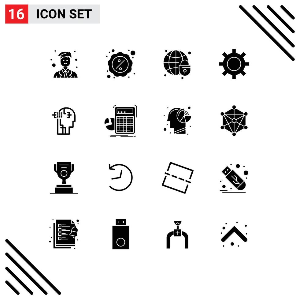 Pictogram Set of 16 Simple Solid Glyphs of artifical vehicle configuration monday vehicles globe Editable Vector Design Elements