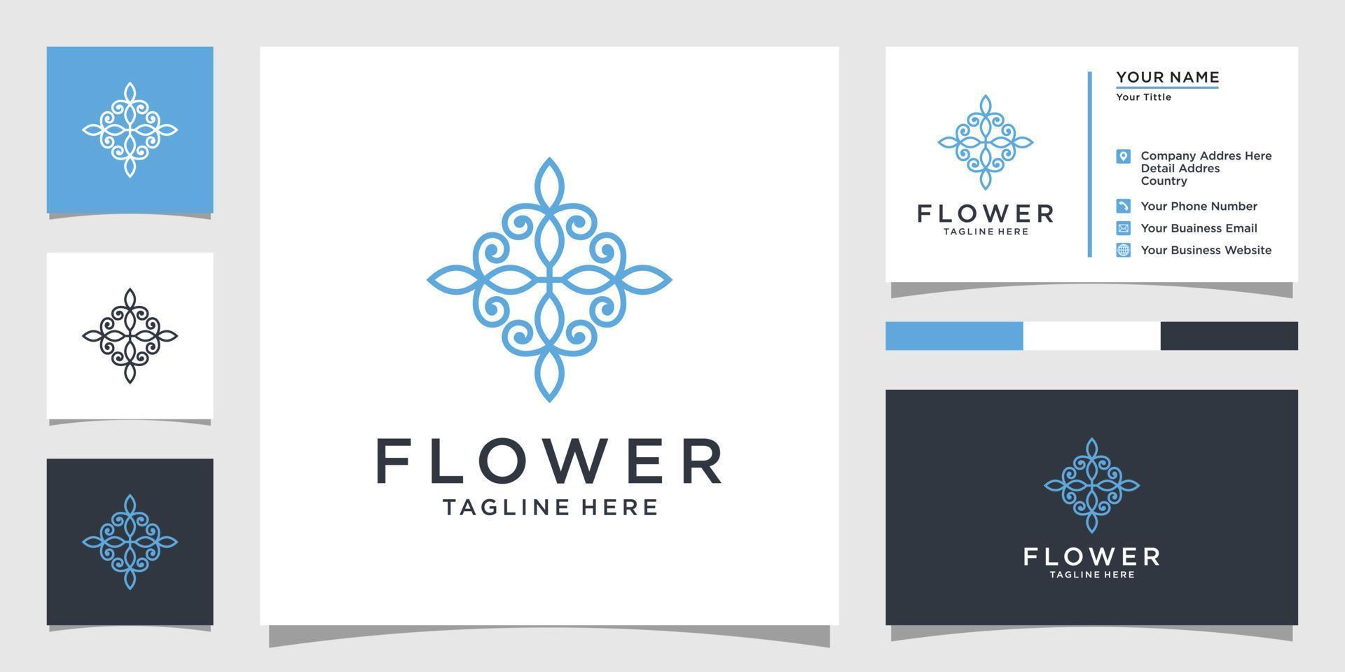 Flower logo vector design template with business card design.