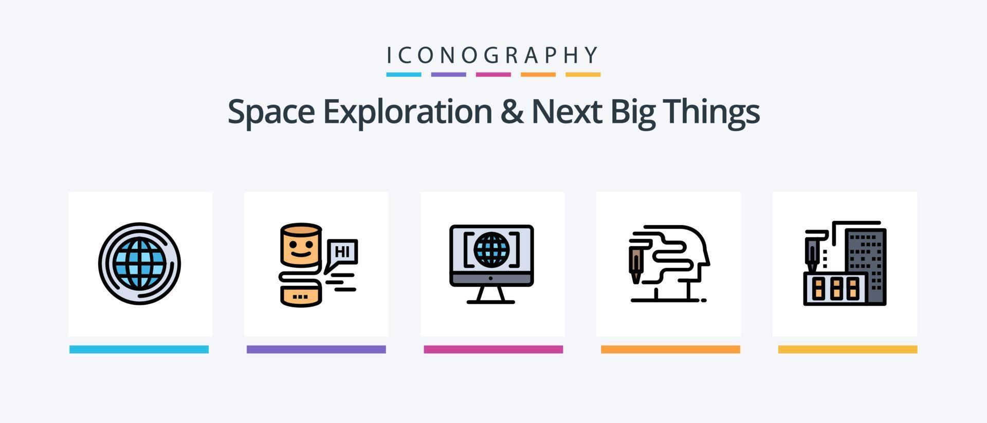 Space Exploration And Next Big Things Line Filled 5 Icon Pack Including big. leaf. think. digital. artificial. Creative Icons Design vector