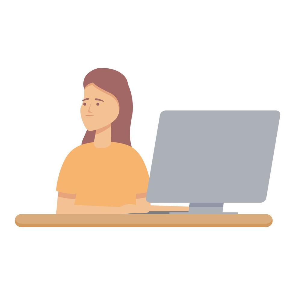 Programming classroom icon cartoon vector. Computer technology vector