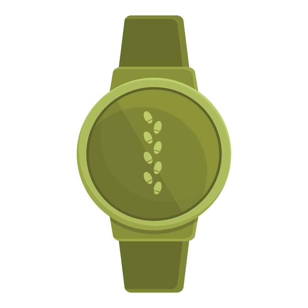 Green fitness watch icon cartoon vector. Sport app vector