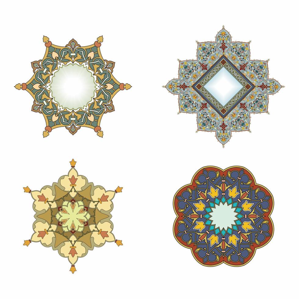 A set of traditional decorations, frames and icons. vector