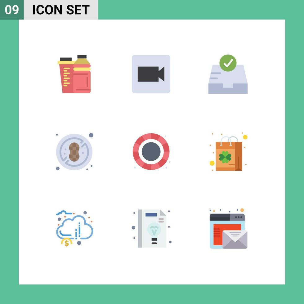 Pictogram Set of 9 Simple Flat Colors of patrick creative check color wheel healthy Editable Vector Design Elements