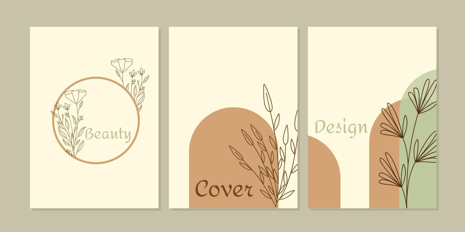 set of book cover designs with hand drawn floral decorations. abstract floral background. size A4 For notebooks, planners, brochures, books, catalogs vector
