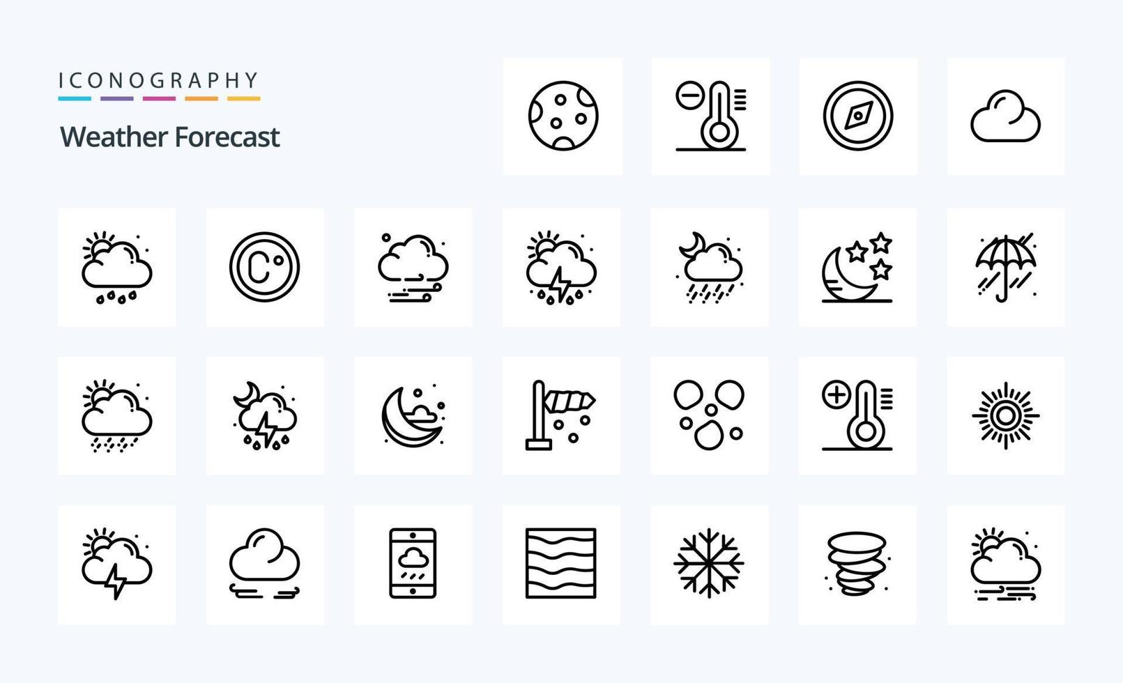 25 Weather Line icon pack vector