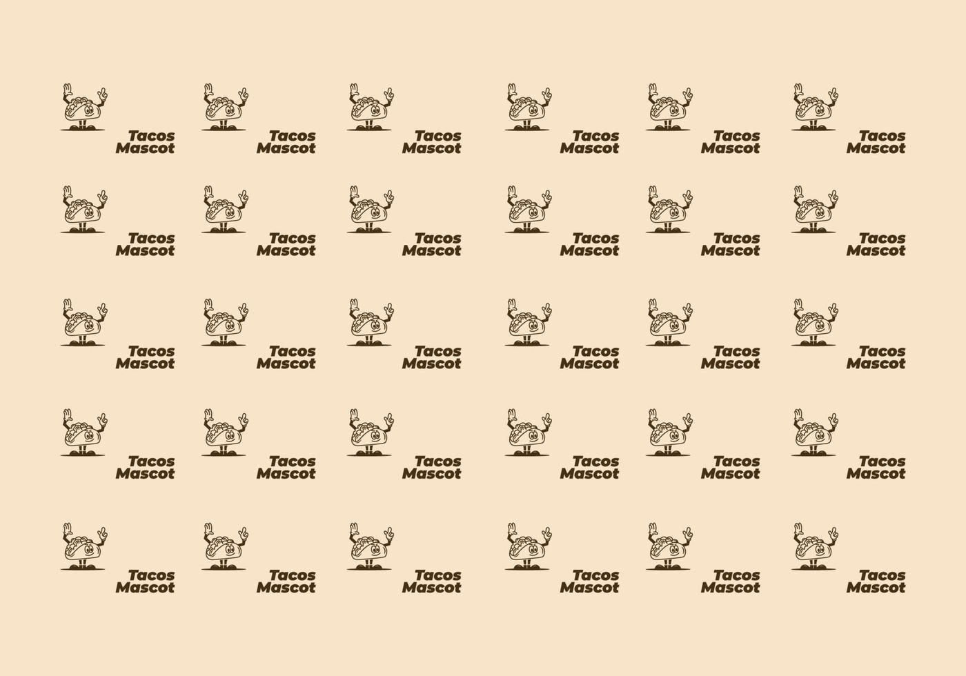 Illustration pattern design of taco mascot with hands and feet vector