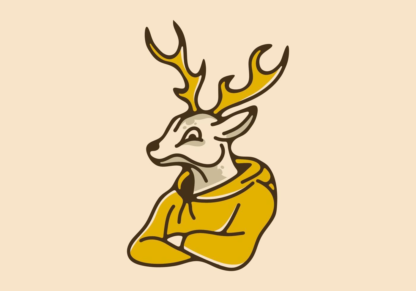 Illustration design of deer wearing a hoodie vector