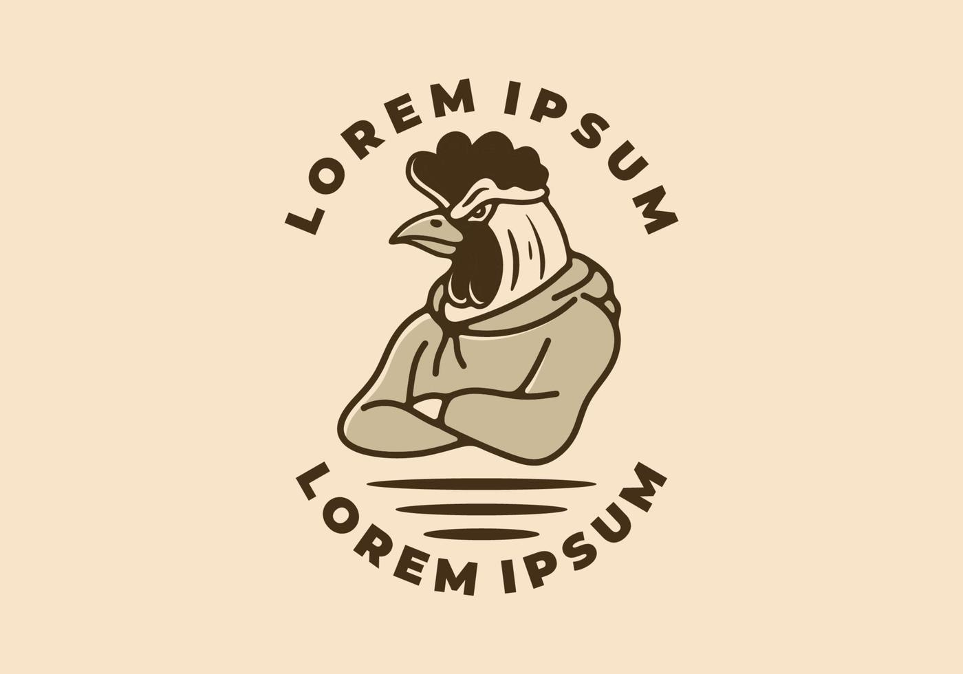 Illustration design of rooster wearing a hoodie vector
