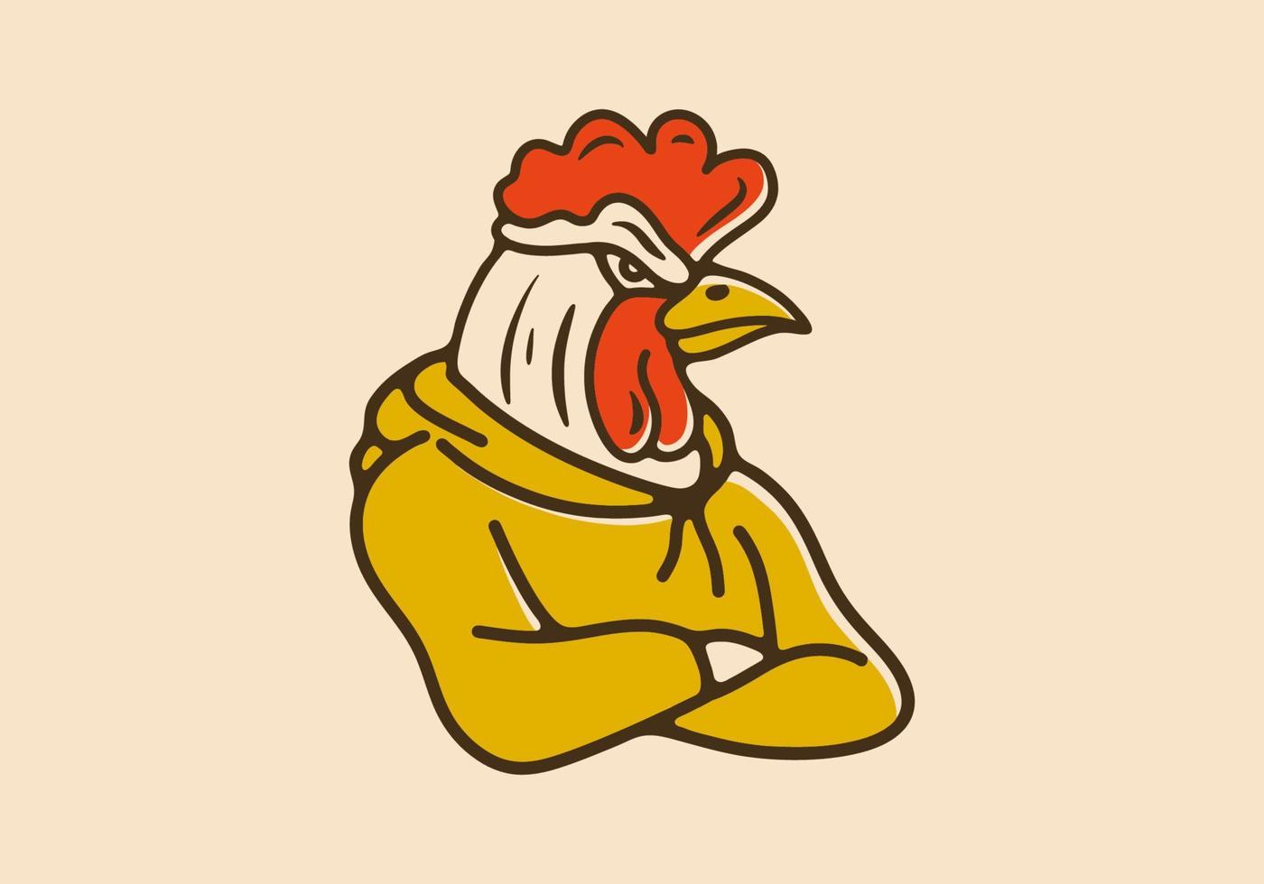 Illustration design of rooster wearing a hoodie vector