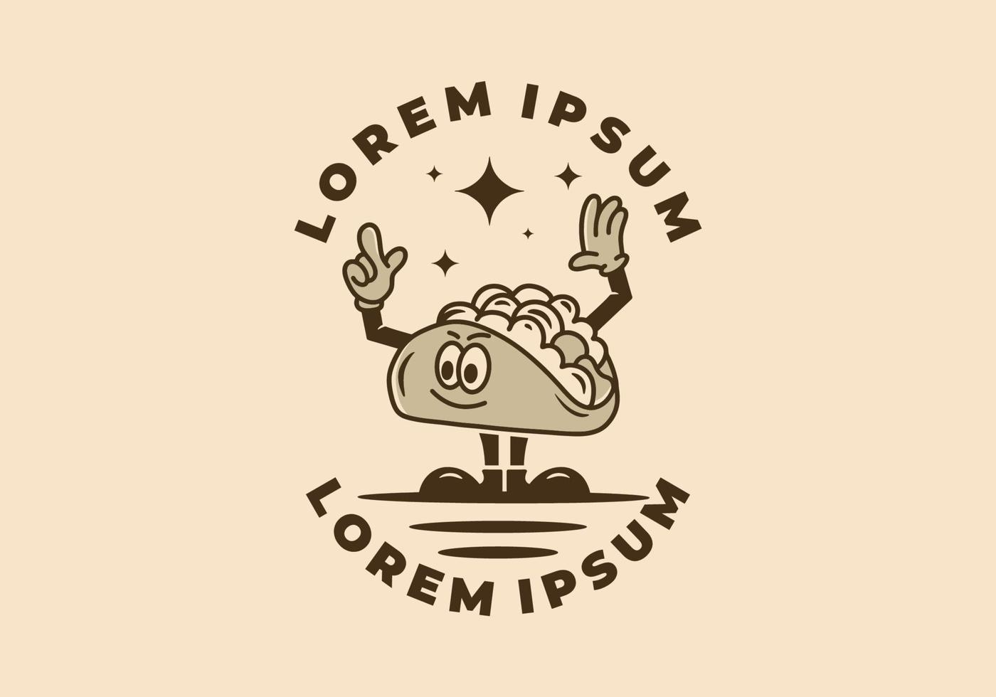 Illustration design of taco mascot with hands and feet vector