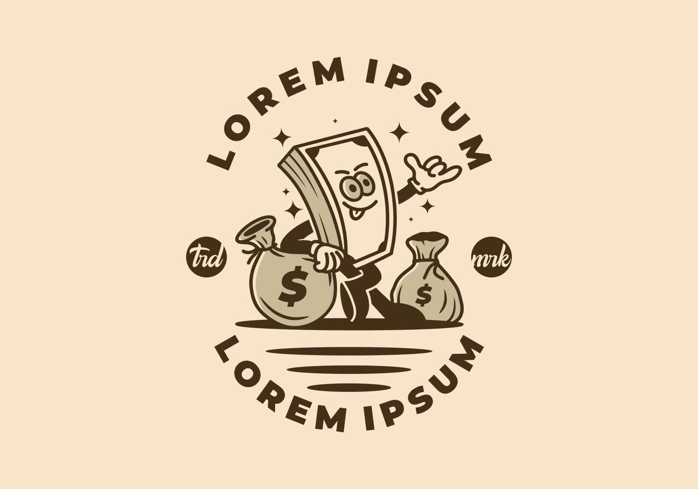 Mascot art illustration of money with hands and feet vector