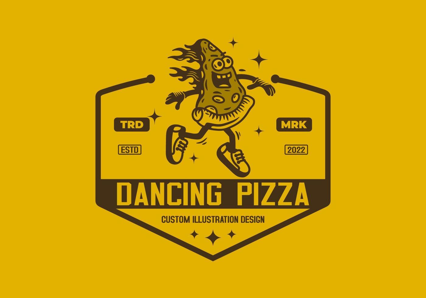 Mascot illustration design of dancing pizza vector