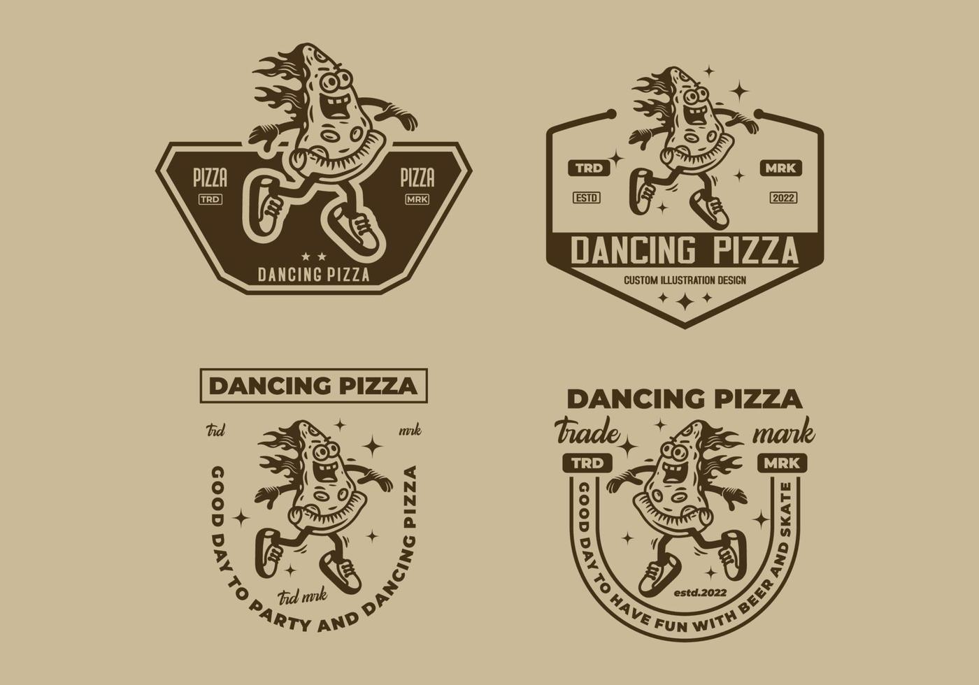 diseño de ilustración de mascota de pizza bailando vector