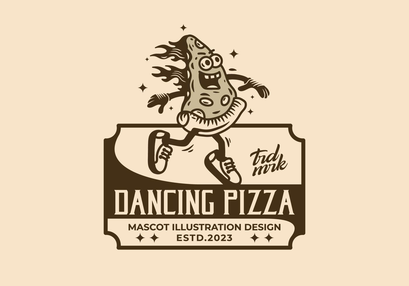 diseño de ilustración de mascota de pizza bailando vector