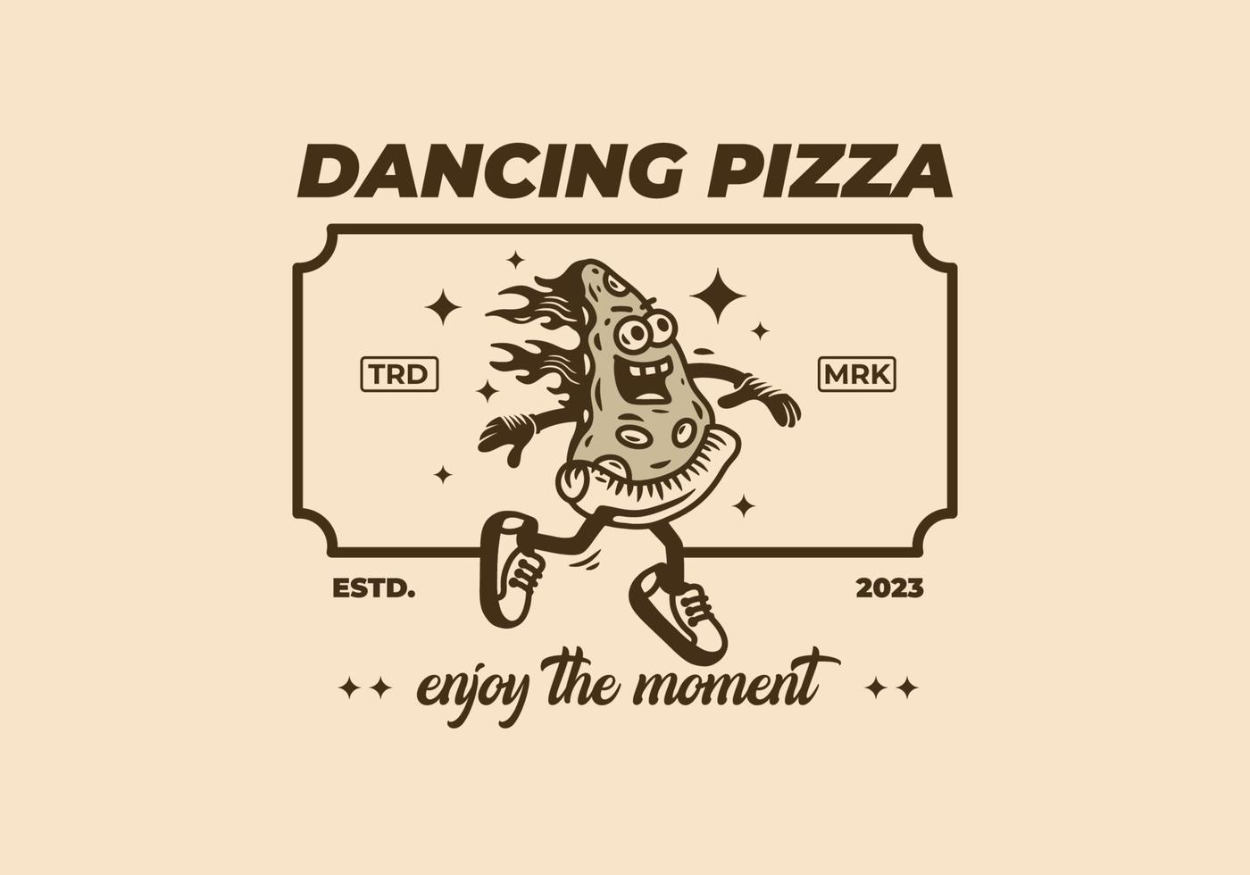 Mascot illustration design of dancing pizza vector