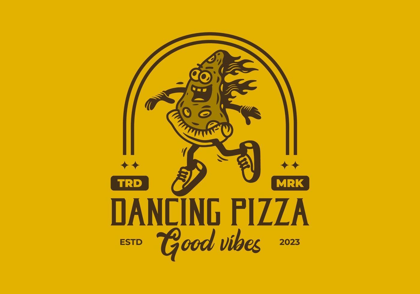 diseño de ilustración de mascota de pizza bailando vector