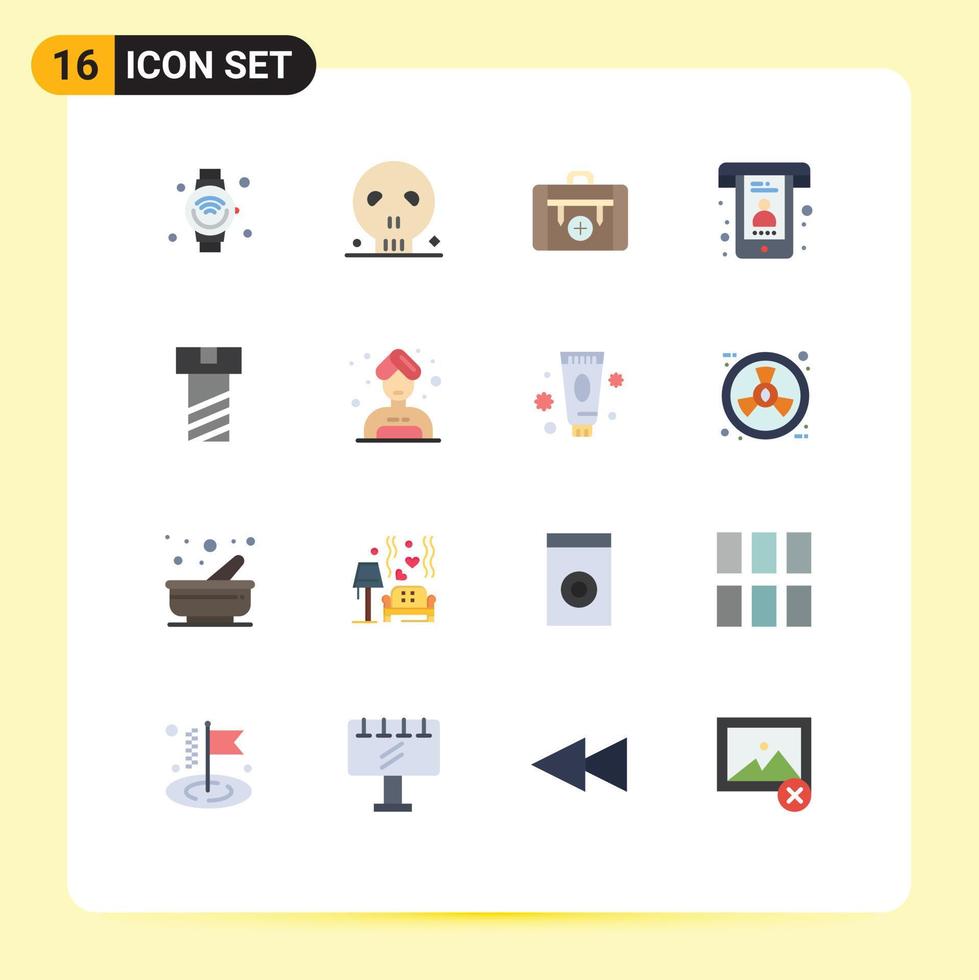 Mobile Interface Flat Color Set of 16 Pictograms of support calls skull best hiking Editable Pack of Creative Vector Design Elements