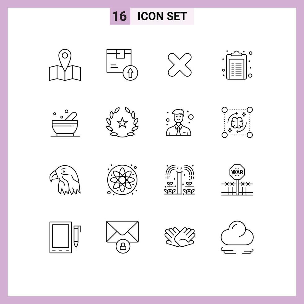 16 Creative Icons Modern Signs and Symbols of soup pharmacy delete note healthcare Editable Vector Design Elements