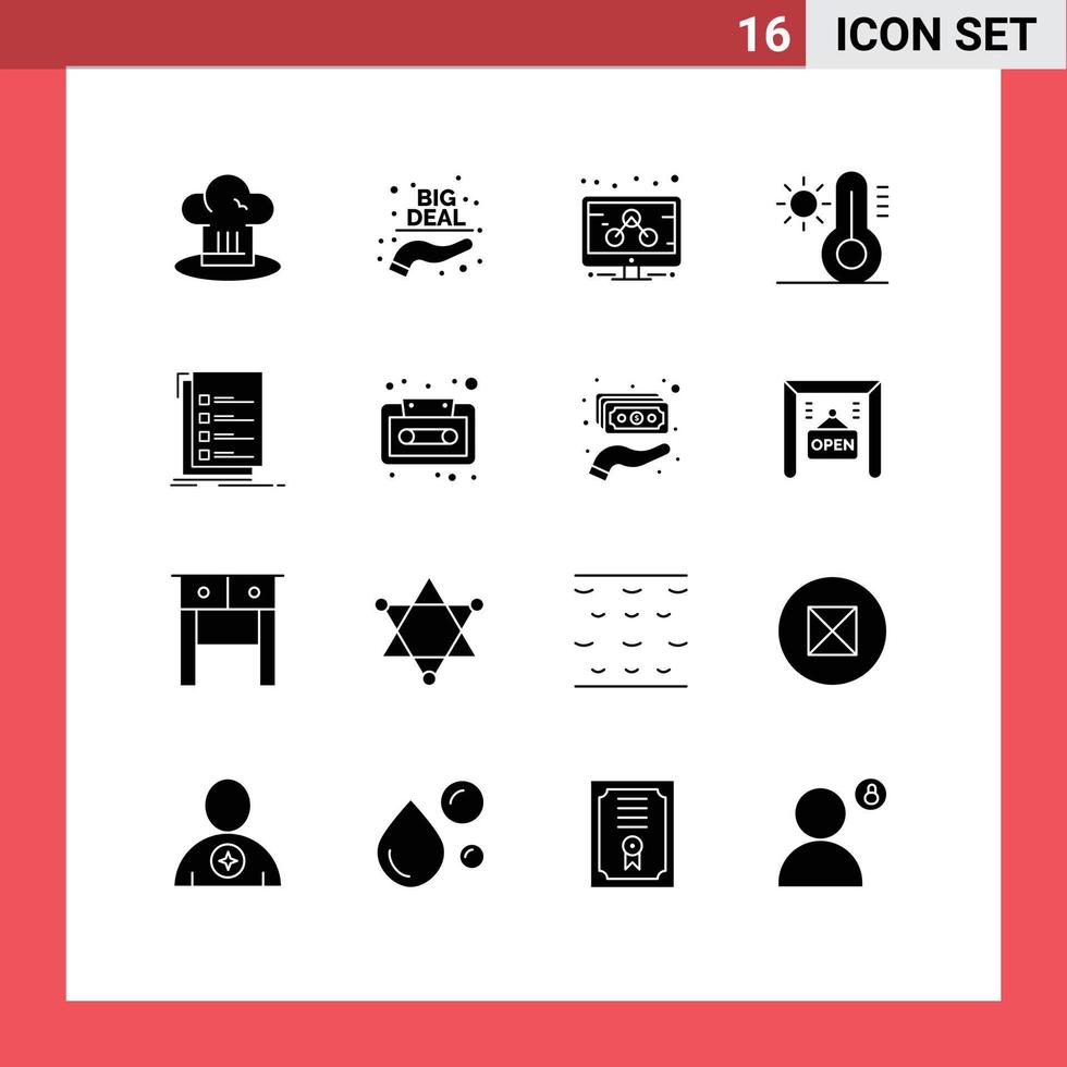 16 Creative Icons Modern Signs and Symbols of list check sale temperature climate Editable Vector Design Elements
