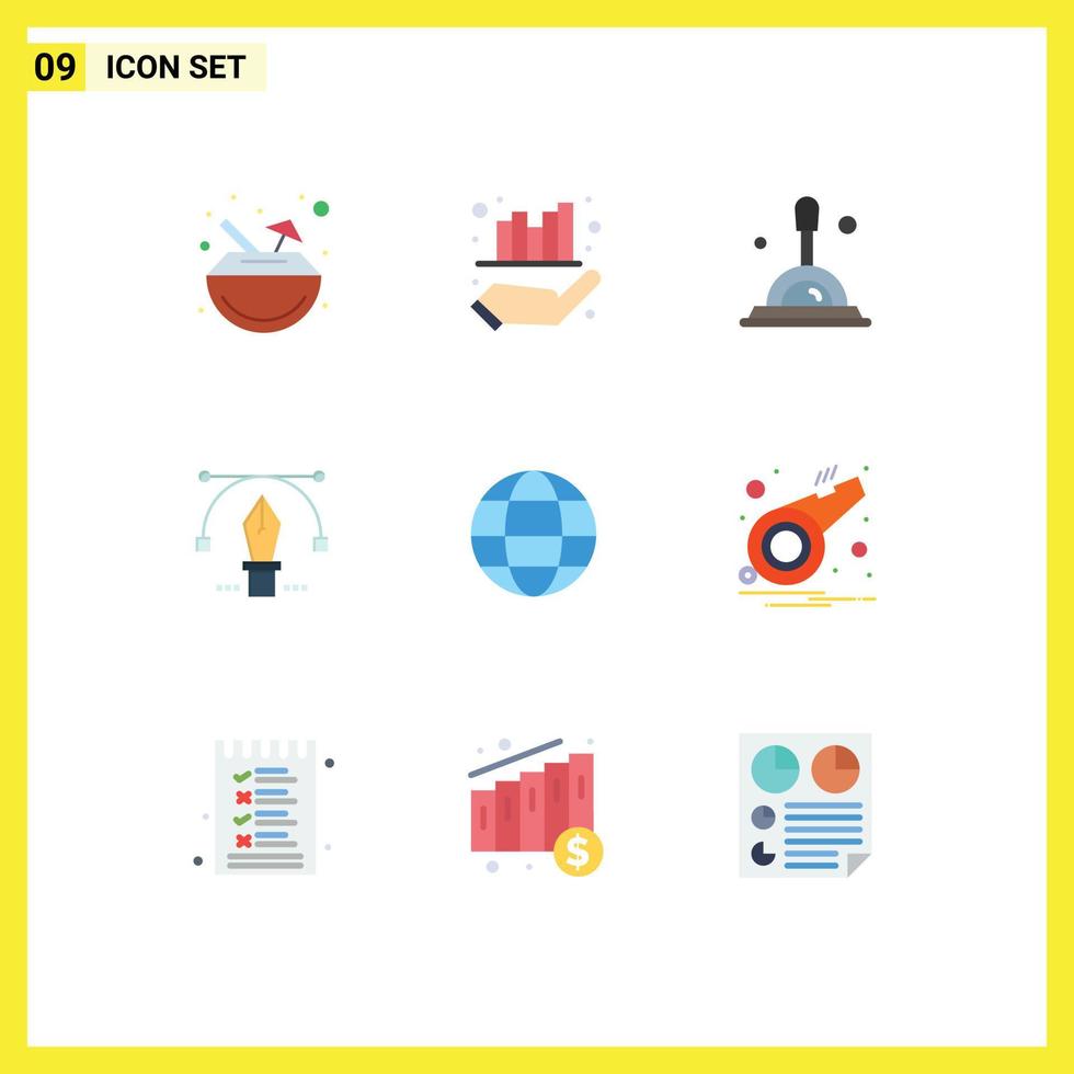 Modern Set of 9 Flat Colors and symbols such as web globe search education pencil Editable Vector Design Elements