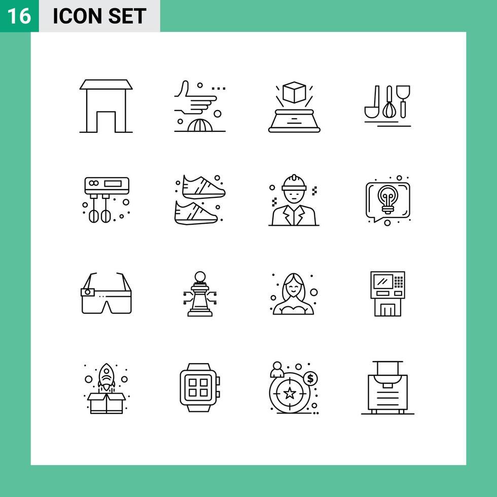 Stock Vector Icon Pack of 16 Line Signs and Symbols for cook service international hotel presentation Editable Vector Design Elements