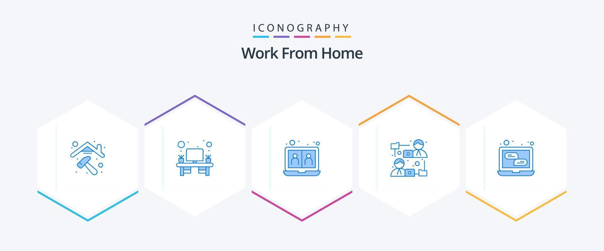 Work From Home 25 Blue icon pack including online. file sharing. communication. online. communication vector