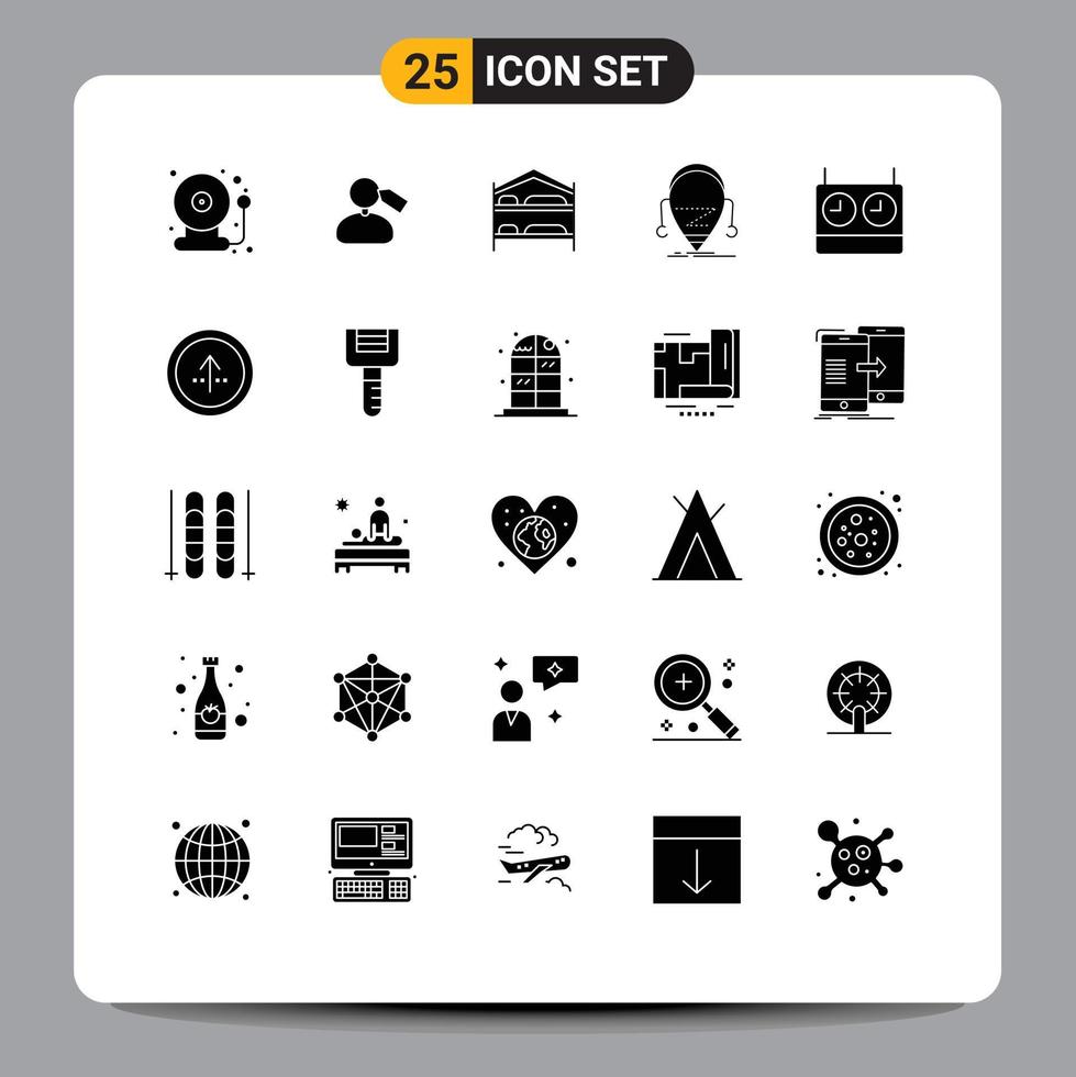 Modern Set of 25 Solid Glyphs and symbols such as chess robot bed droid android Editable Vector Design Elements