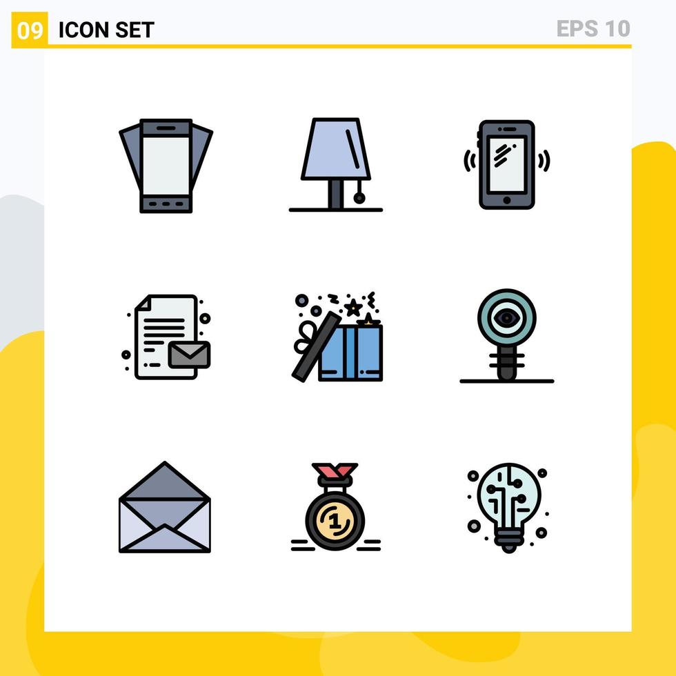 Universal Icon Symbols Group of 9 Modern Filledline Flat Colors of message back to school light signals mobile Editable Vector Design Elements