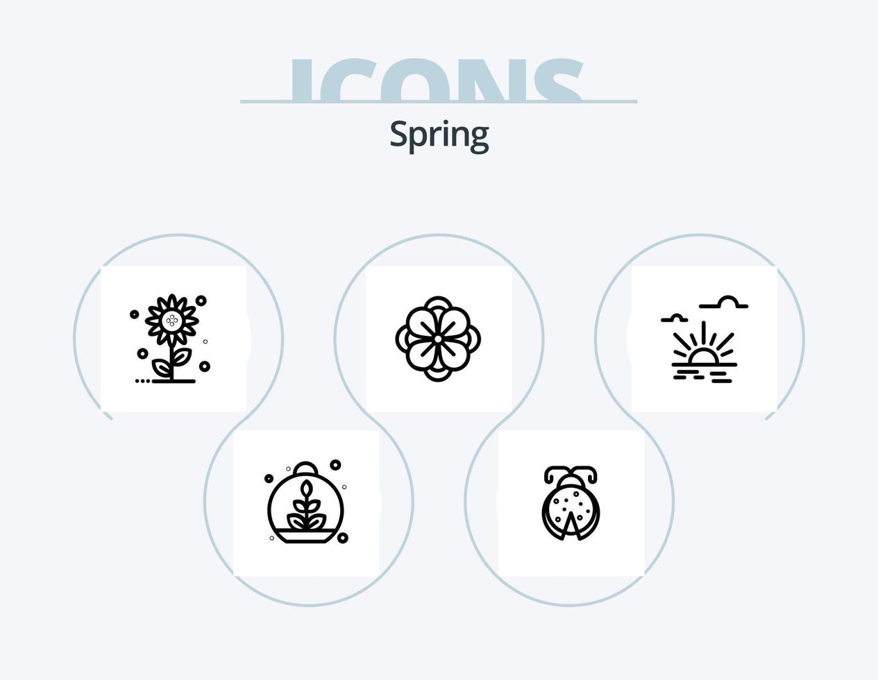 Spring Line Icon Pack 5 Icon Design. easter. spring. sun flower. plant. growing vector