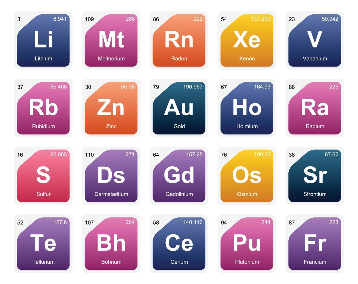 20 Preiodic table of the elements Icon Pack Design vector