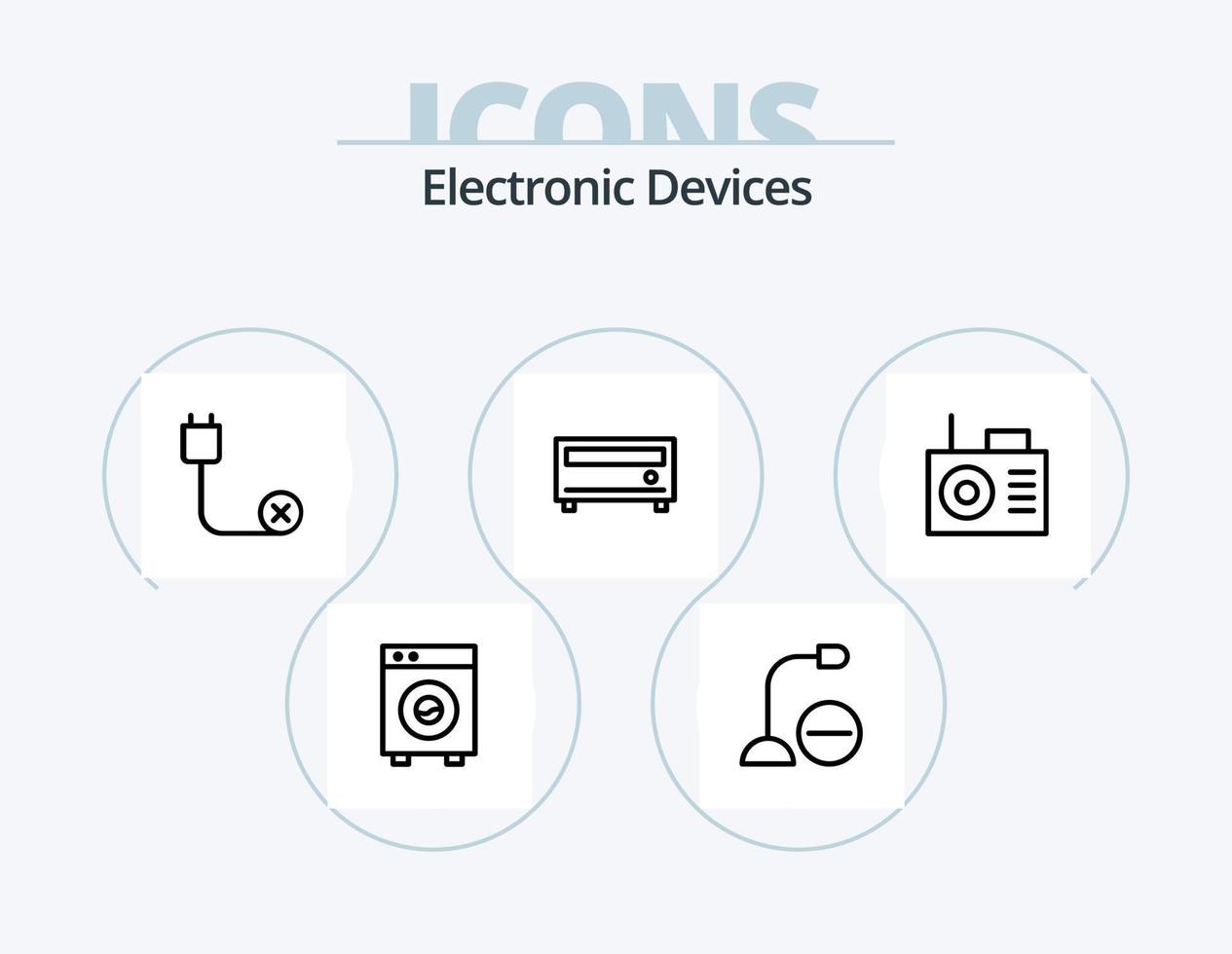 paquete de iconos de línea de dispositivos 5 diseño de iconos. . diapasón. dispositivos. música. micrófono vector