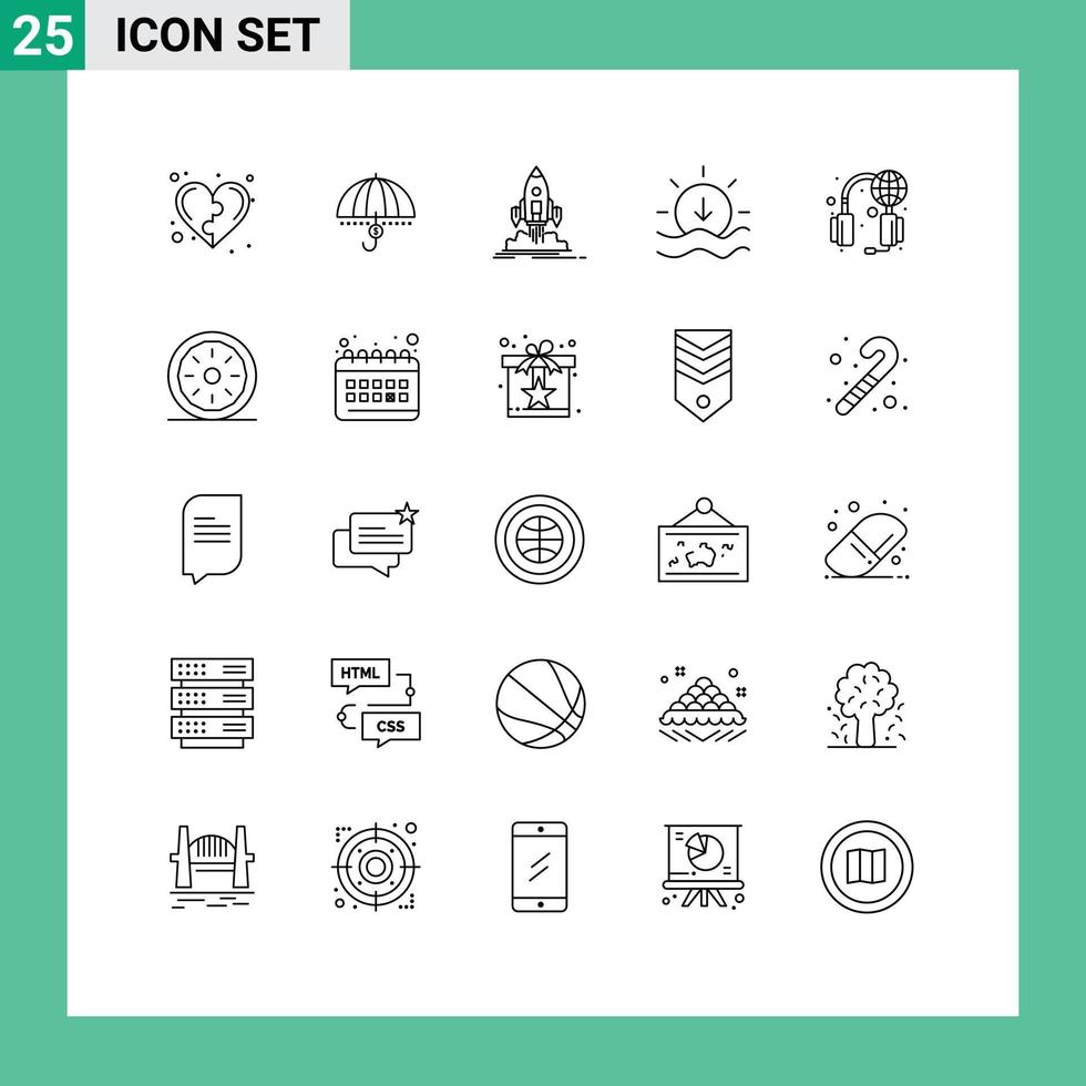 25 Universal Line Signs Symbols of publish shuttle money mission support Editable Vector Design Elements