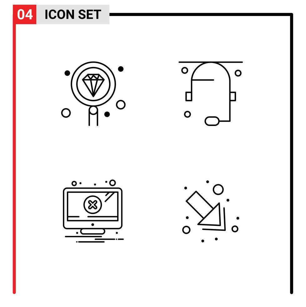 Set of 4 Modern UI Icons Symbols Signs for coding alert programming conversation notification Editable Vector Design Elements