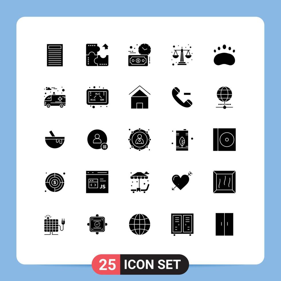 Stock Vector Icon Pack of 25 Line Signs and Symbols for logo badge budget estimate level balance scale Editable Vector Design Elements