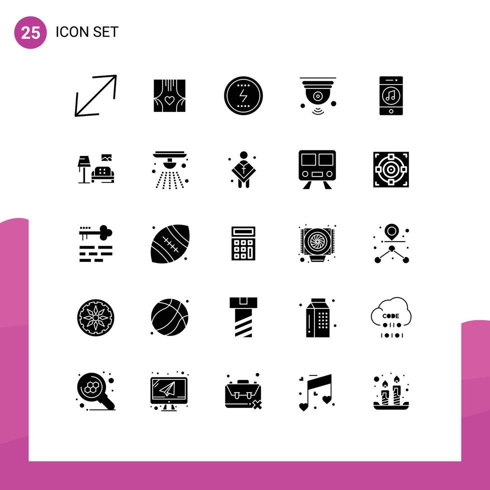 Modern Set of 25 Solid Glyphs and symbols such as wifi internet of things energy internet social Editable Vector Design Elements