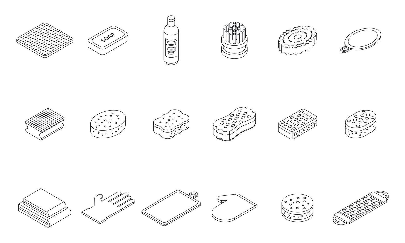 Washcloth icons set vector outline