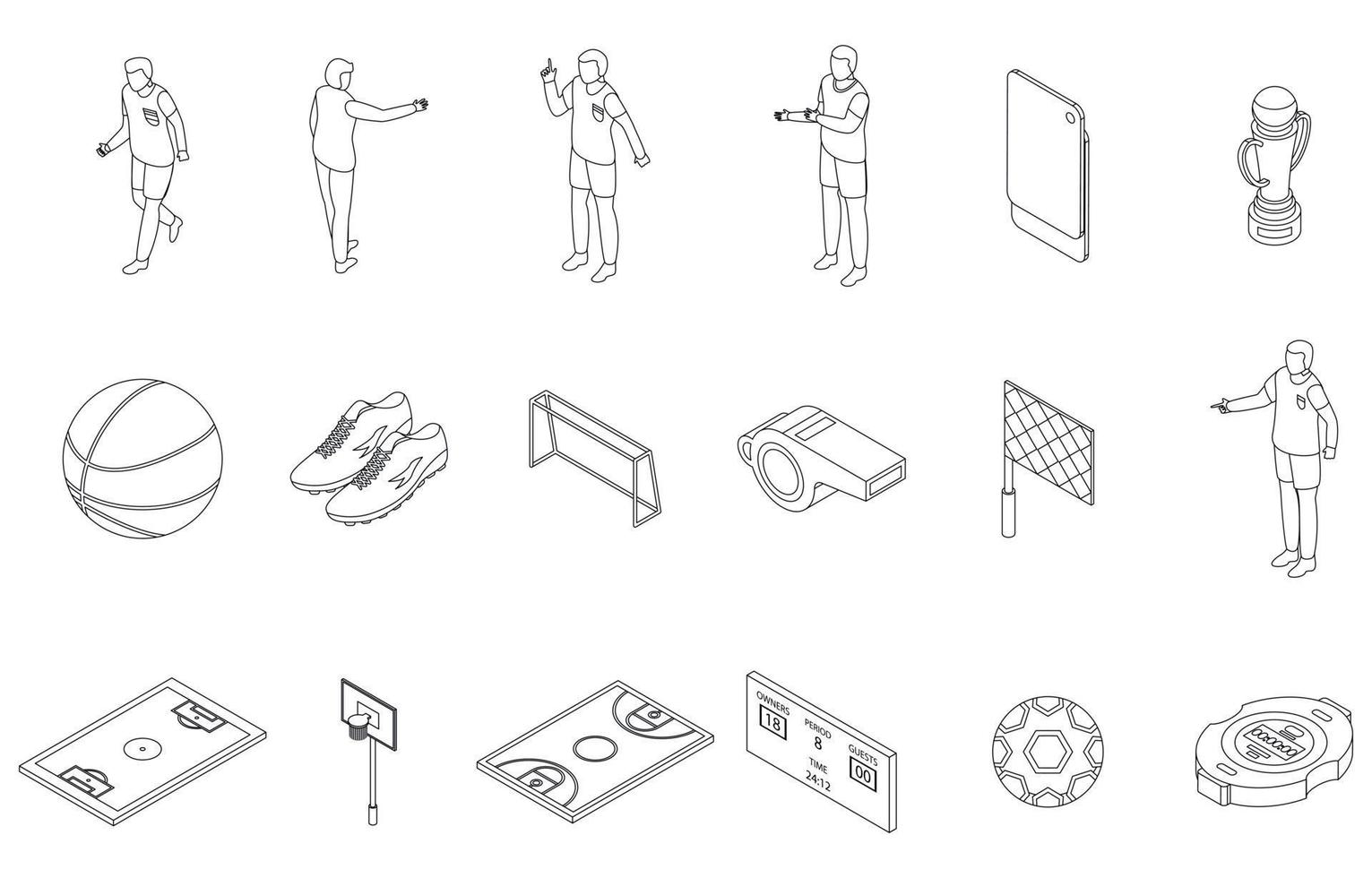 Referee icons set vector outline