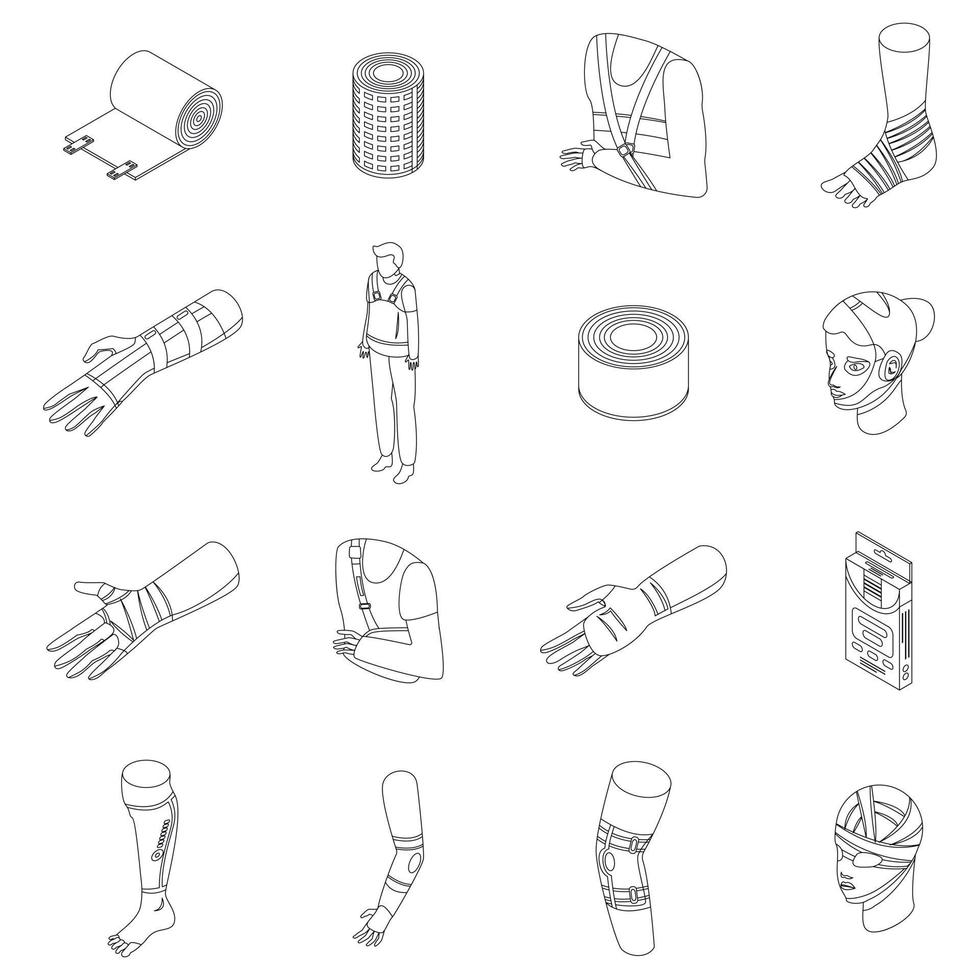 vendaje, iconos, conjunto, vector, contorno vector