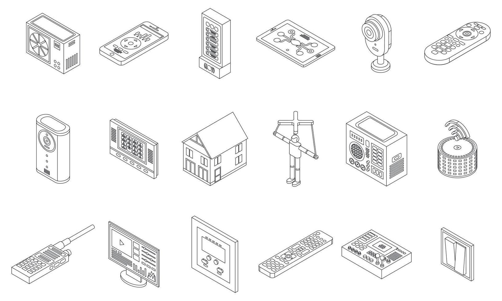 conjunto de iconos de control contorno vectorial vector