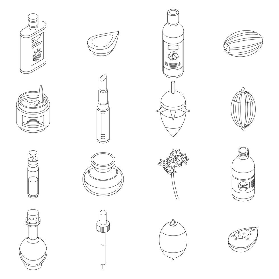 Jojoba icons set vector outline