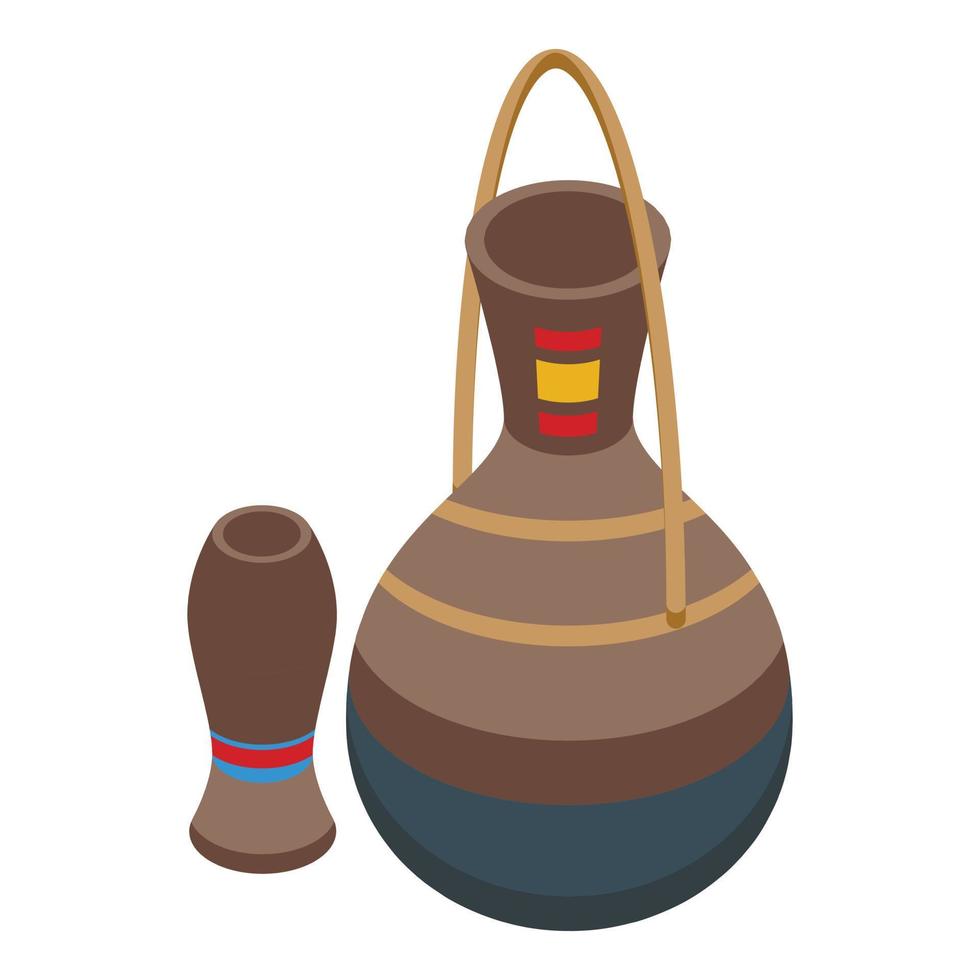 Republic chad pottery jug icon isometric vector. Travel culture vector