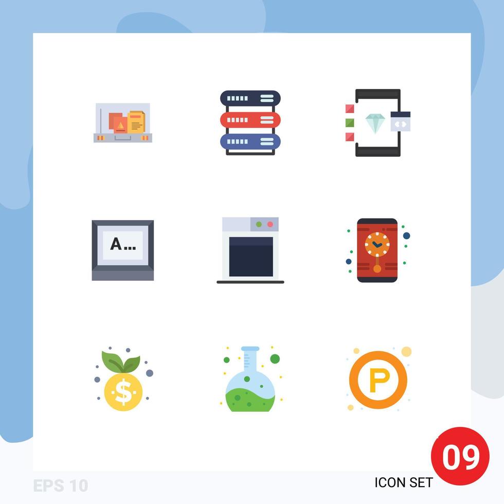 Group of 9 Modern Flat Colors Set for business text app typing development Editable Vector Design Elements