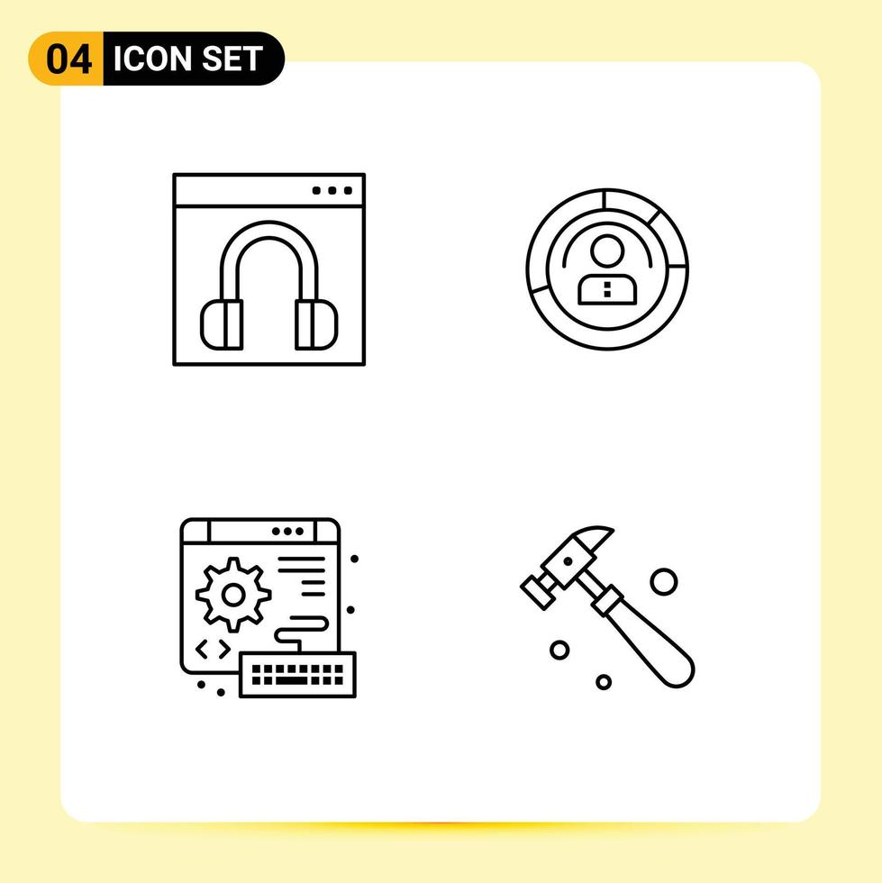 Set of 4 Commercial Filledline Flat Colors pack for chat personal help features user Editable Vector Design Elements