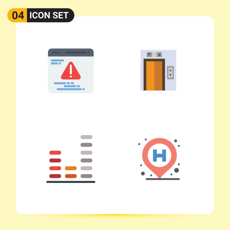 4 Creative Icons Modern Signs and Symbols of development sound lift audio location Editable Vector Design Elements