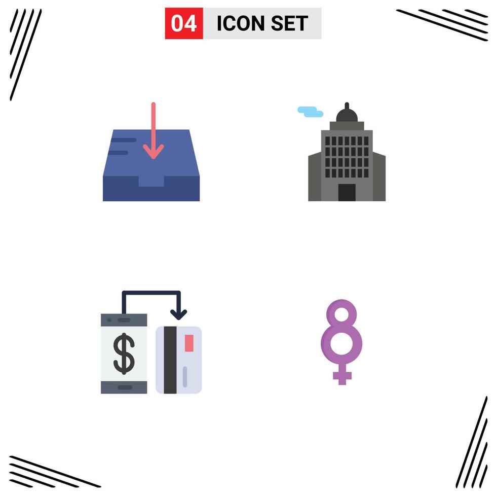 símbolos de iconos universales grupo de 4 iconos planos modernos de la administración de máquinas de correo museo smartphone elementos de diseño vectorial editables vector