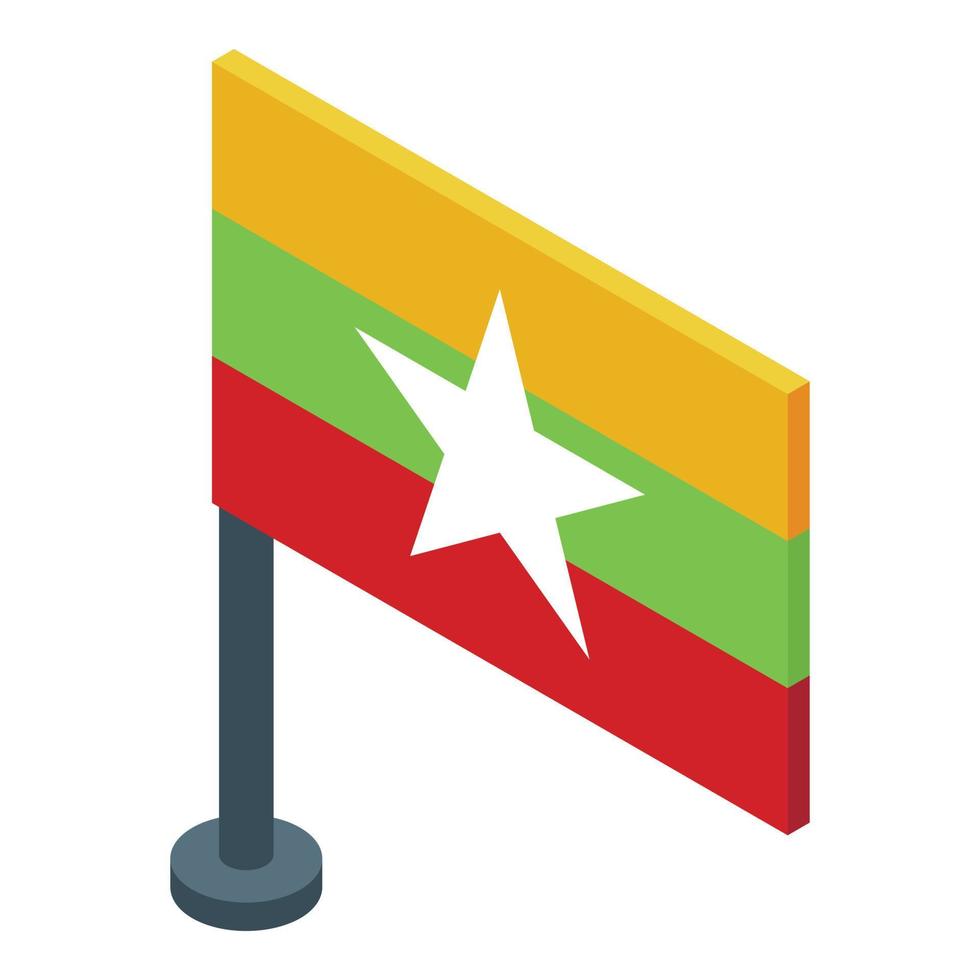 Myanmar flag icon isometric vector. Landmark culture vector