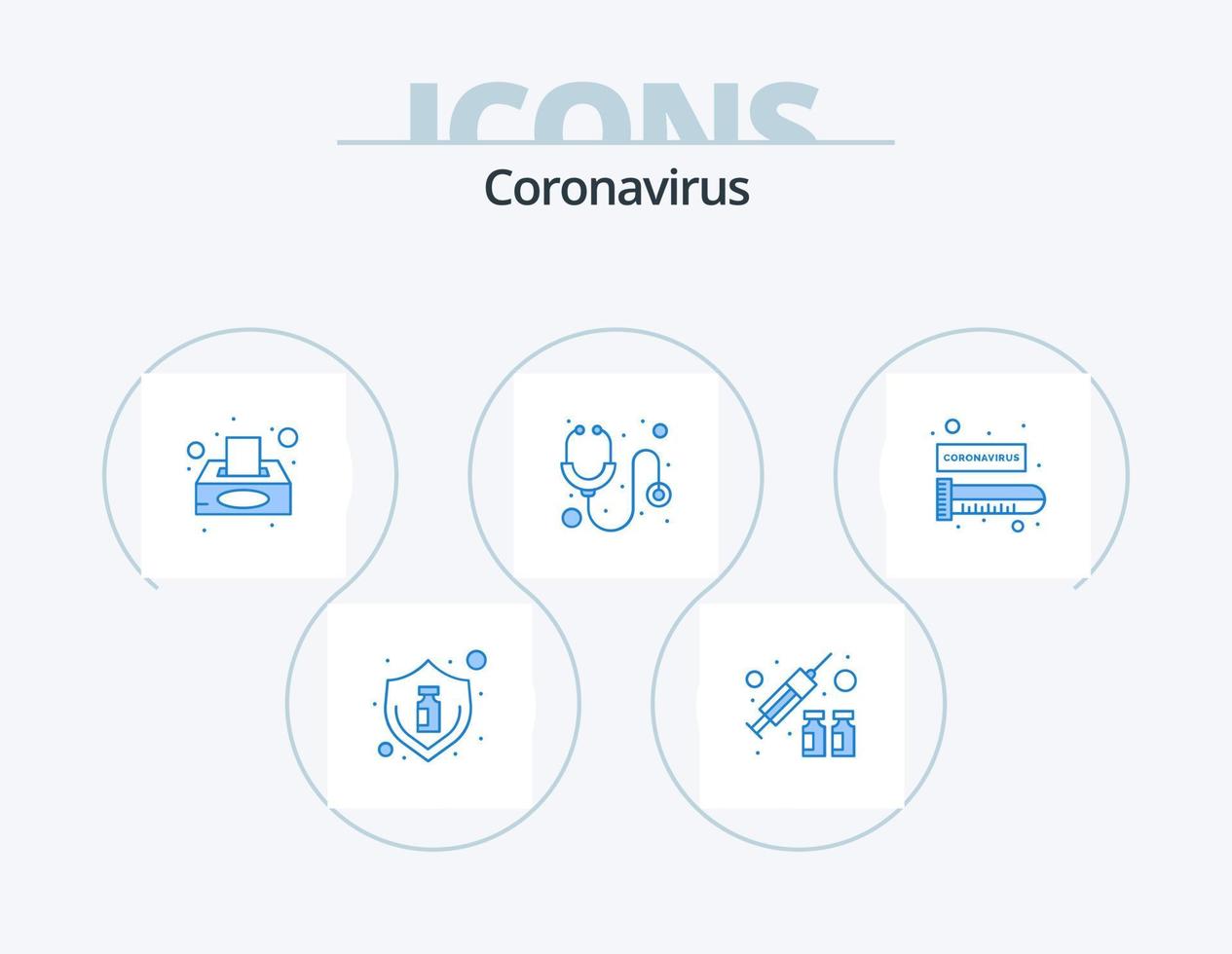 Coronavirus Blue Icon Pack 5 Icon Design. blood. medical. virus. hospital. tissue box vector